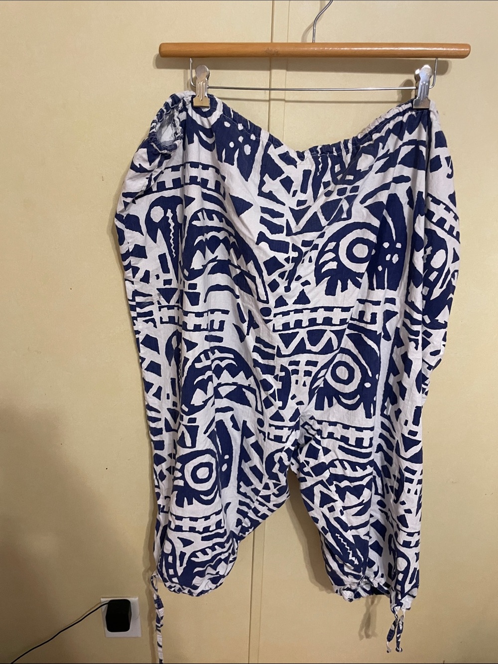 Boho Navy & White Print Harem Pants
